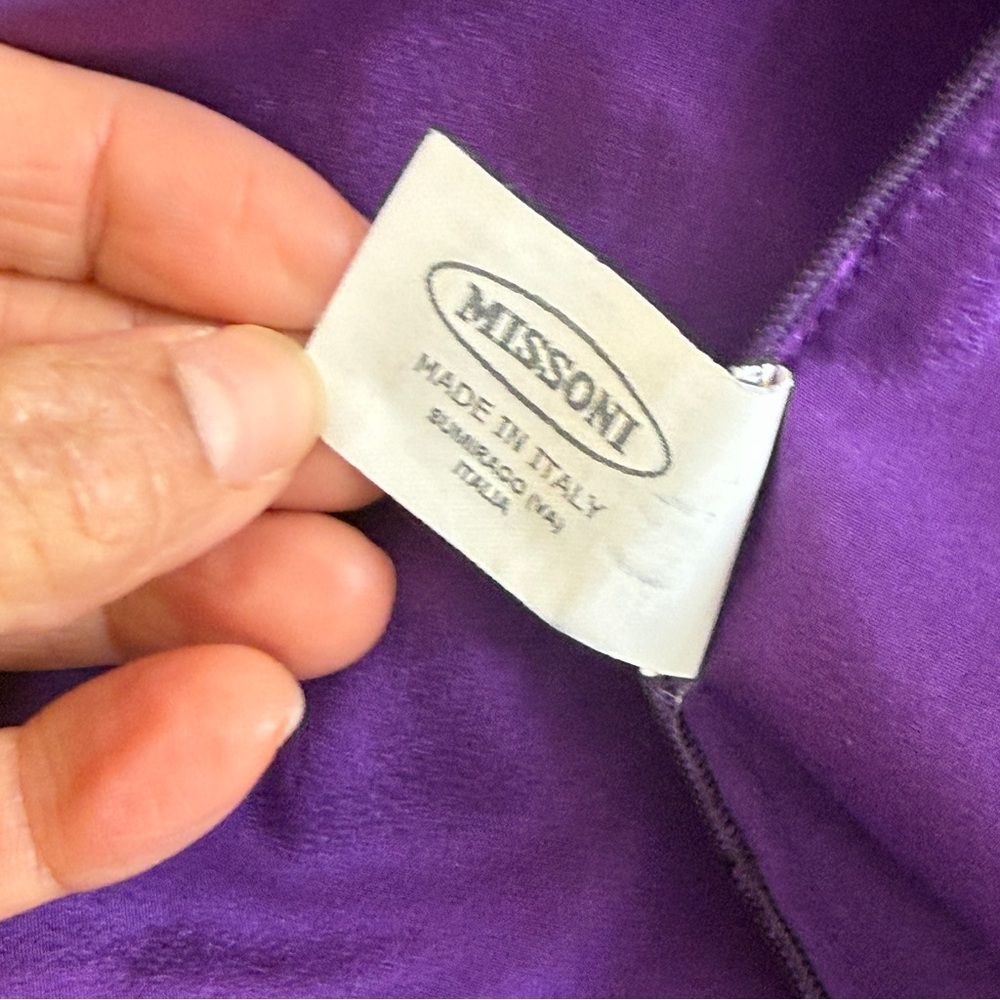 Missoni Purple One-Shoulder Dress with Embroidered Hem Size 40 - Picture 8 of 9